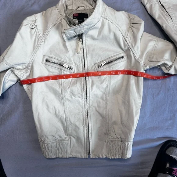 Vintage Diesel White Leather Zip-Up Jacket - Picture 16 of 17